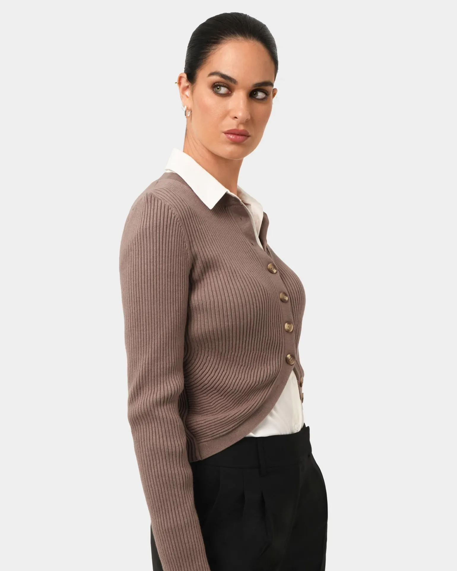 Abaya Button Crop Knit