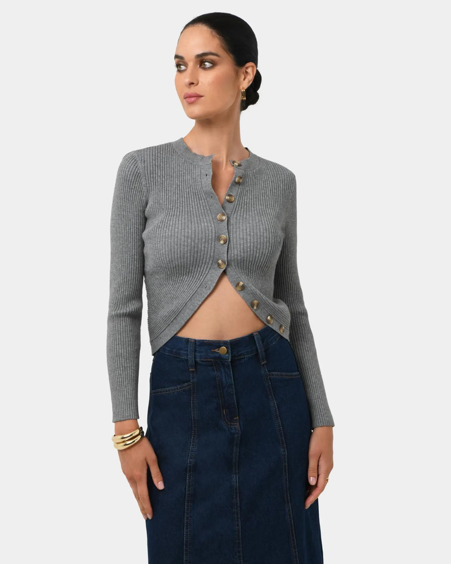 Abaya Button Crop Knit