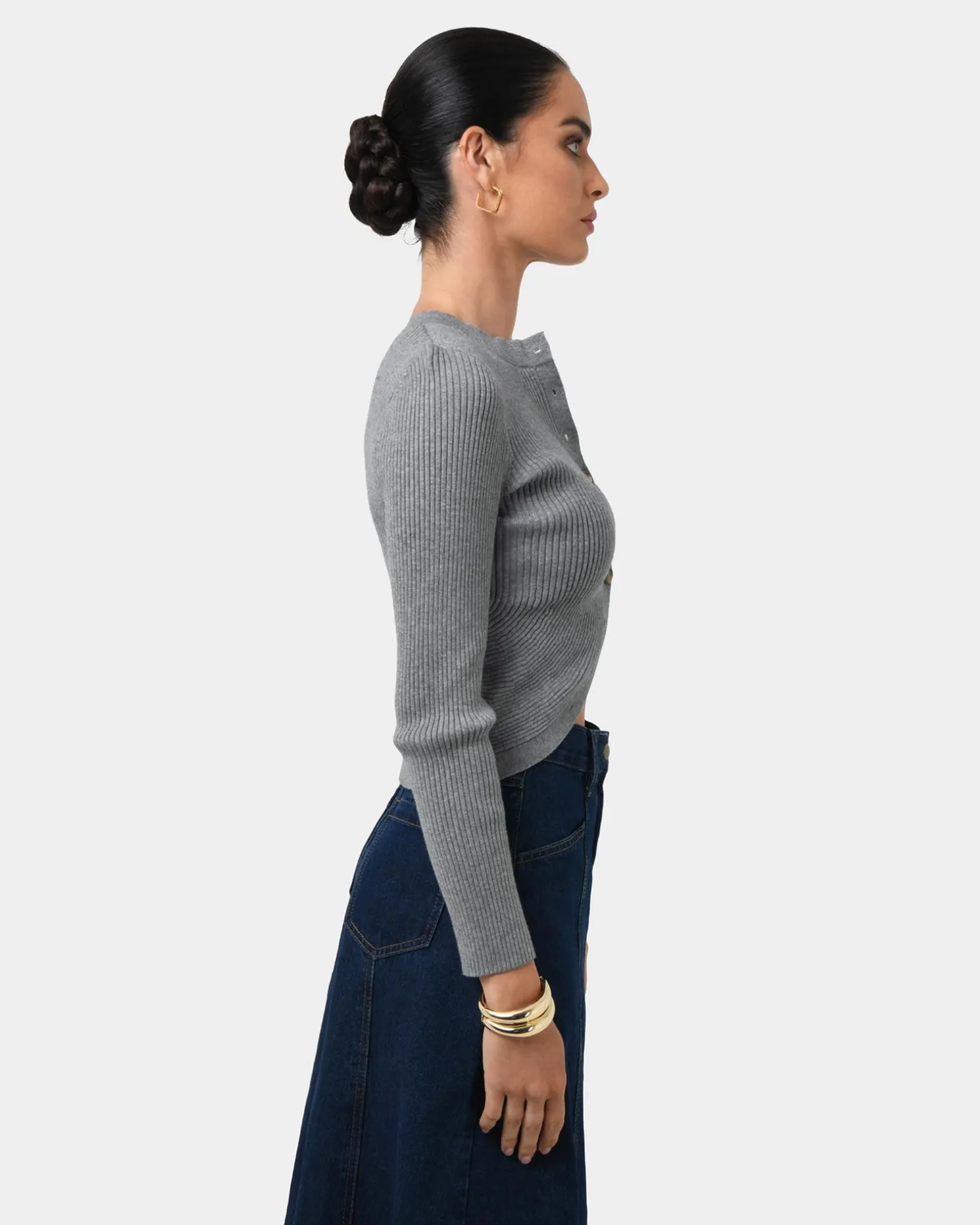 Abaya Button Crop Knit