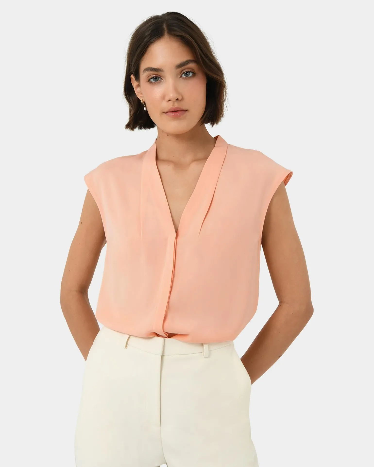 Adelaide V-neck Cap Sleeve Top