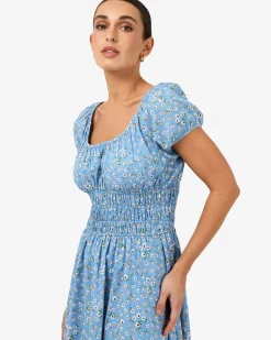 Alisa Shirred Midi Dress