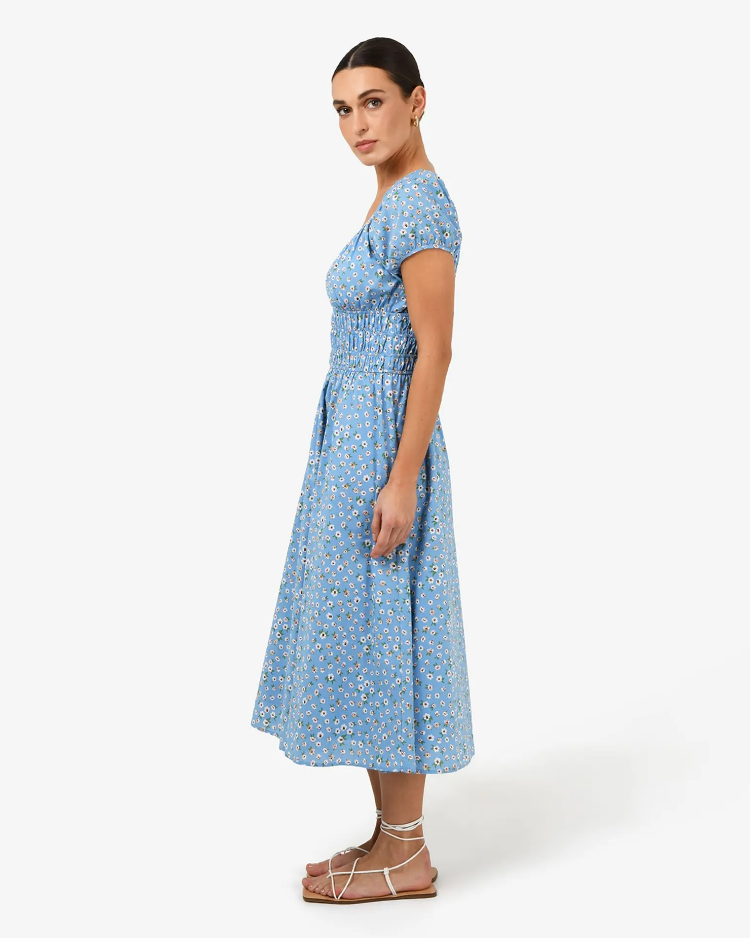 Alisa Shirred Midi Dress
