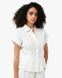 Ami Linen Pleated Tuck Shirt