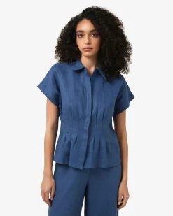 Ami Linen Pleated Tuck Shirt