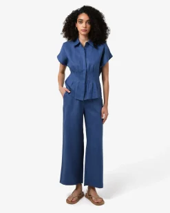 Ami Linen Pleated Tuck Shirt