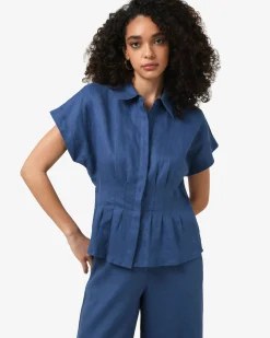 Ami Linen Pleated Tuck Shirt