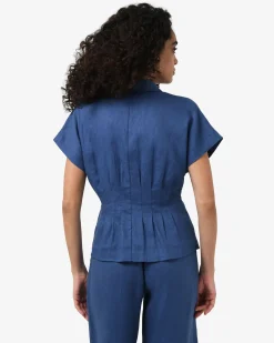 Ami Linen Pleated Tuck Shirt