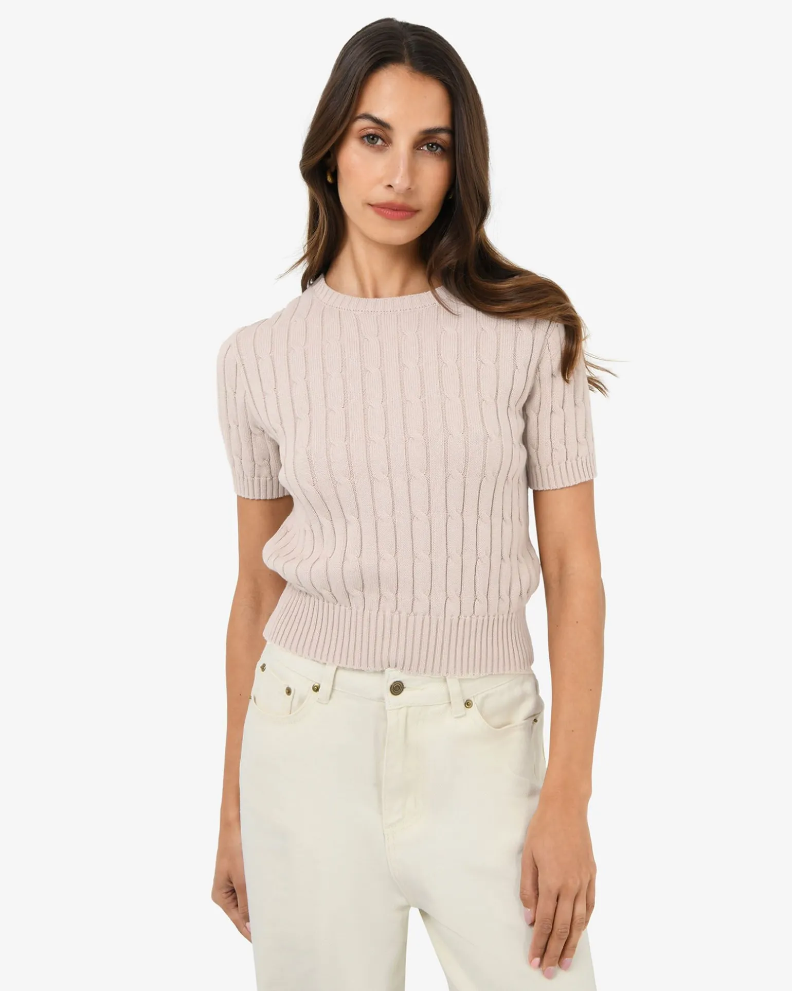 Anita Short Sleeve Cable Knit