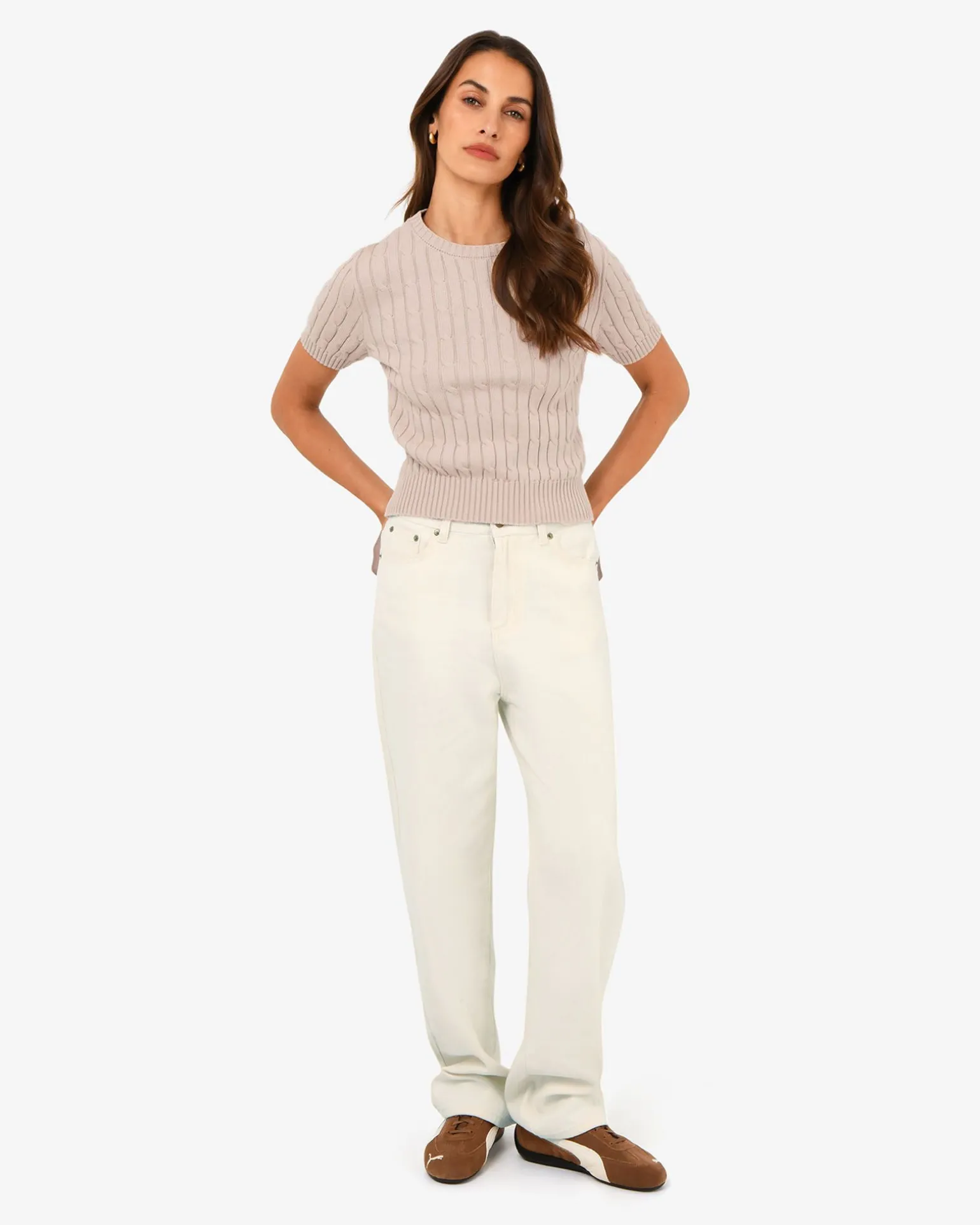 Anita Short Sleeve Cable Knit