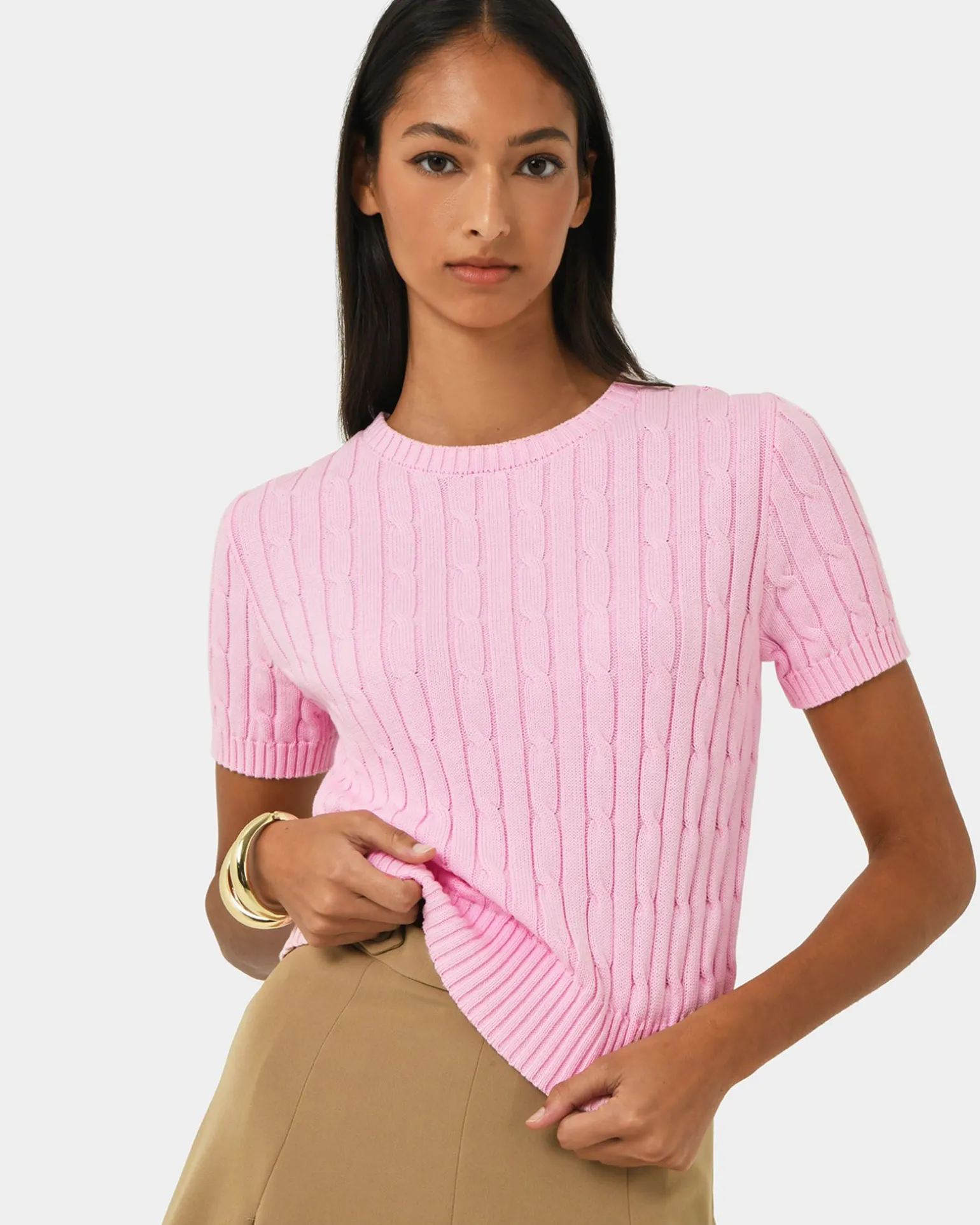 Anita Short Sleeve Cable Knit