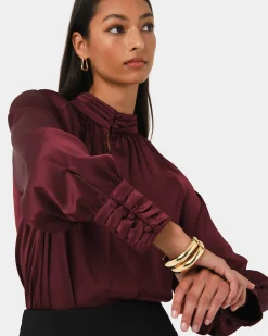 Anna Pleated Satin Blouse