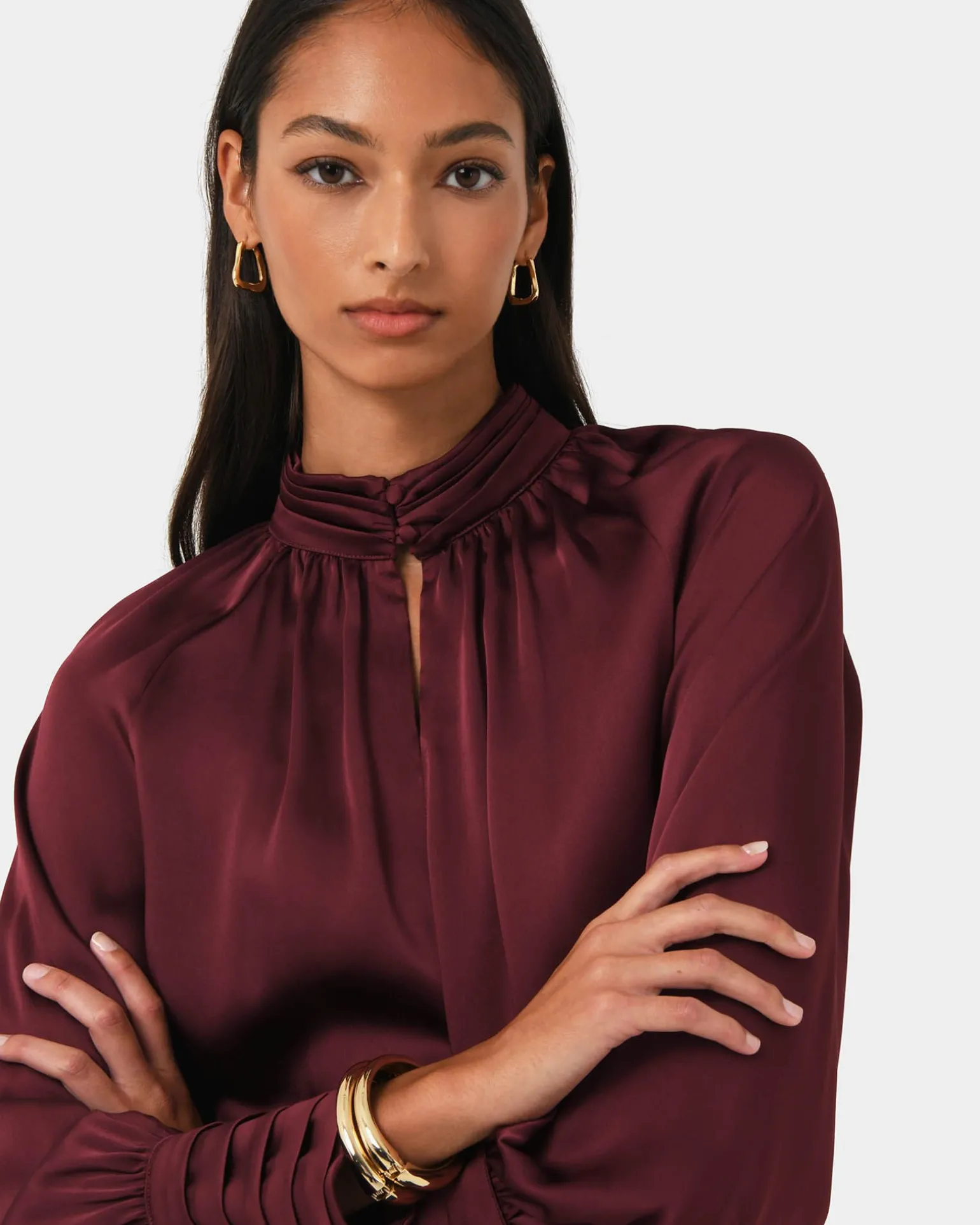 Anna Pleated Satin Blouse