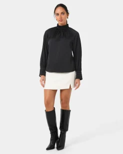 Anna Pleated Satin Blouse