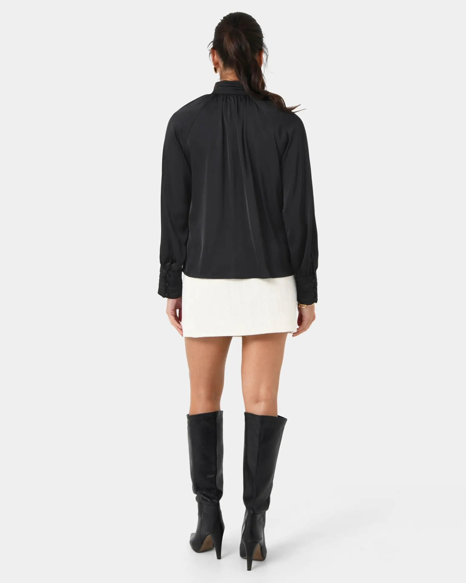 Anna Pleated Satin Blouse