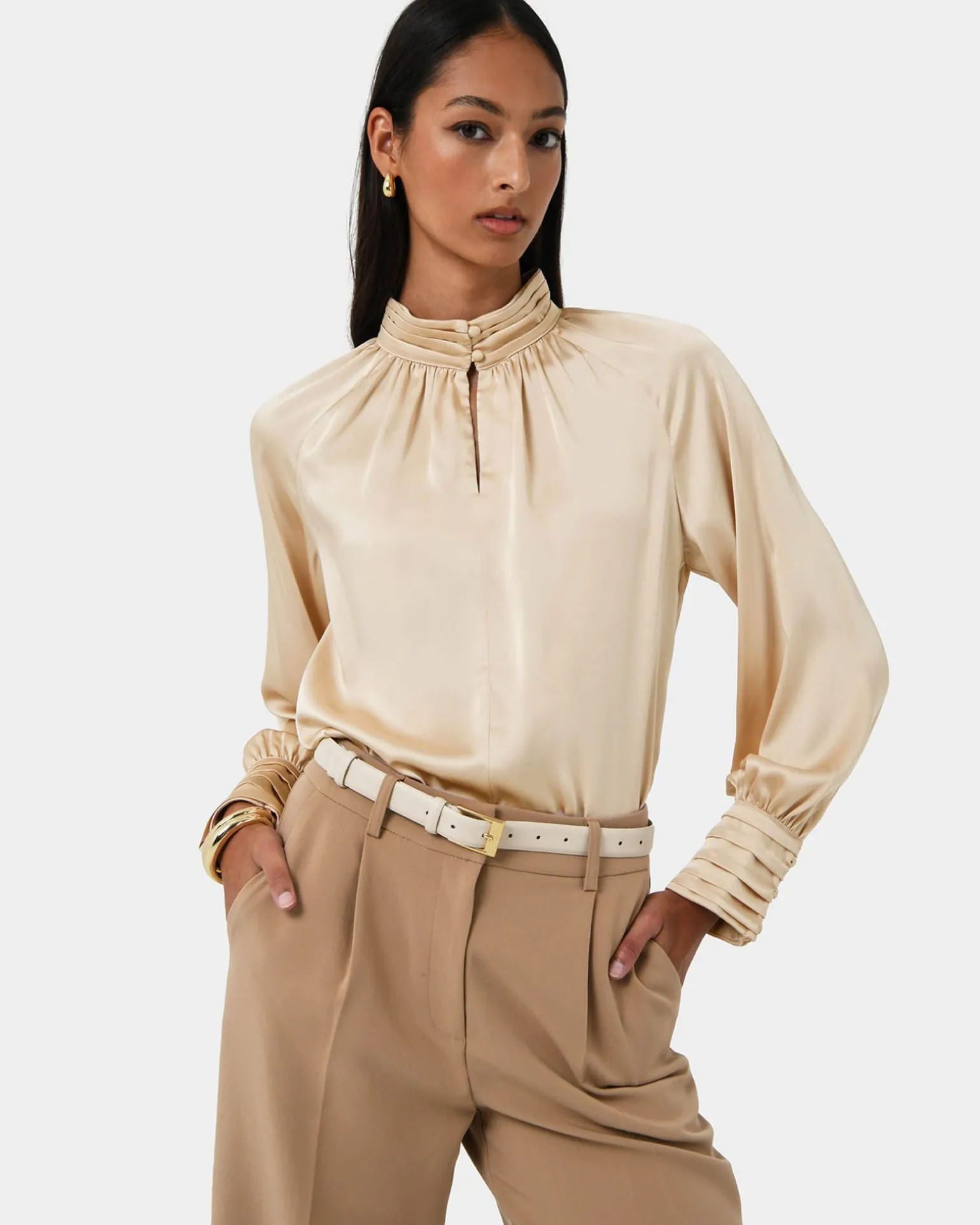 Anna Pleated Satin Blouse