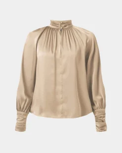 Anna Pleated Satin Blouse