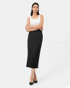 Bel Tailored Satin Midi Skirt