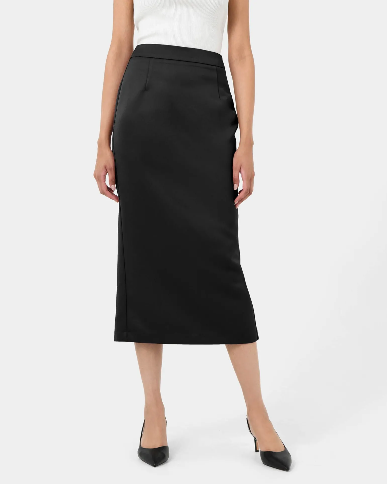 Bel Tailored Satin Midi Skirt