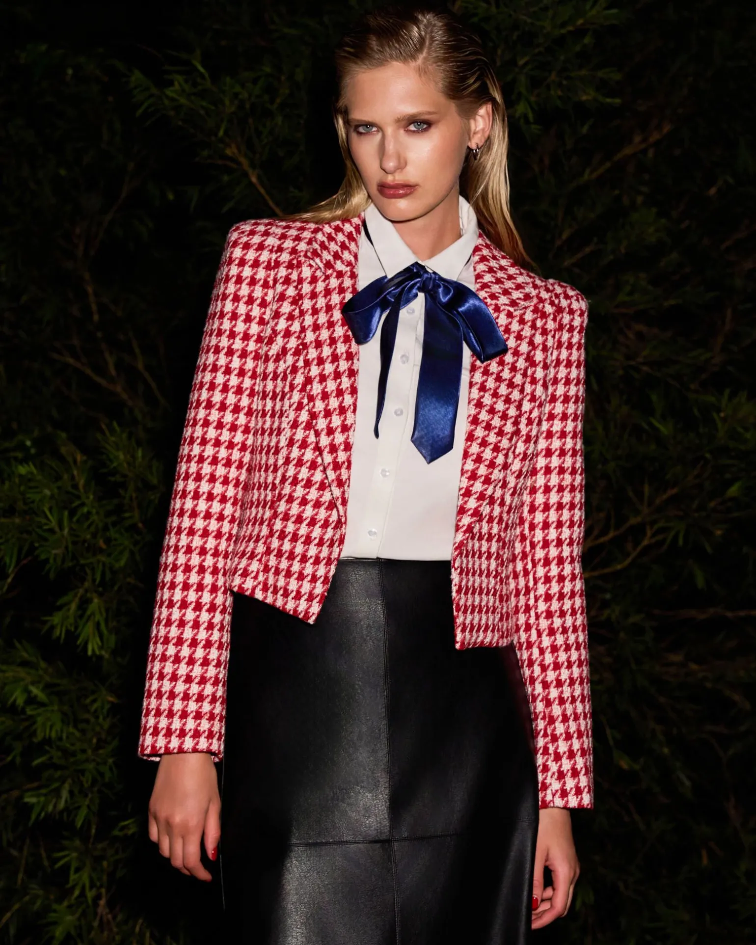 Bennet Houndstooth Crop Blazer