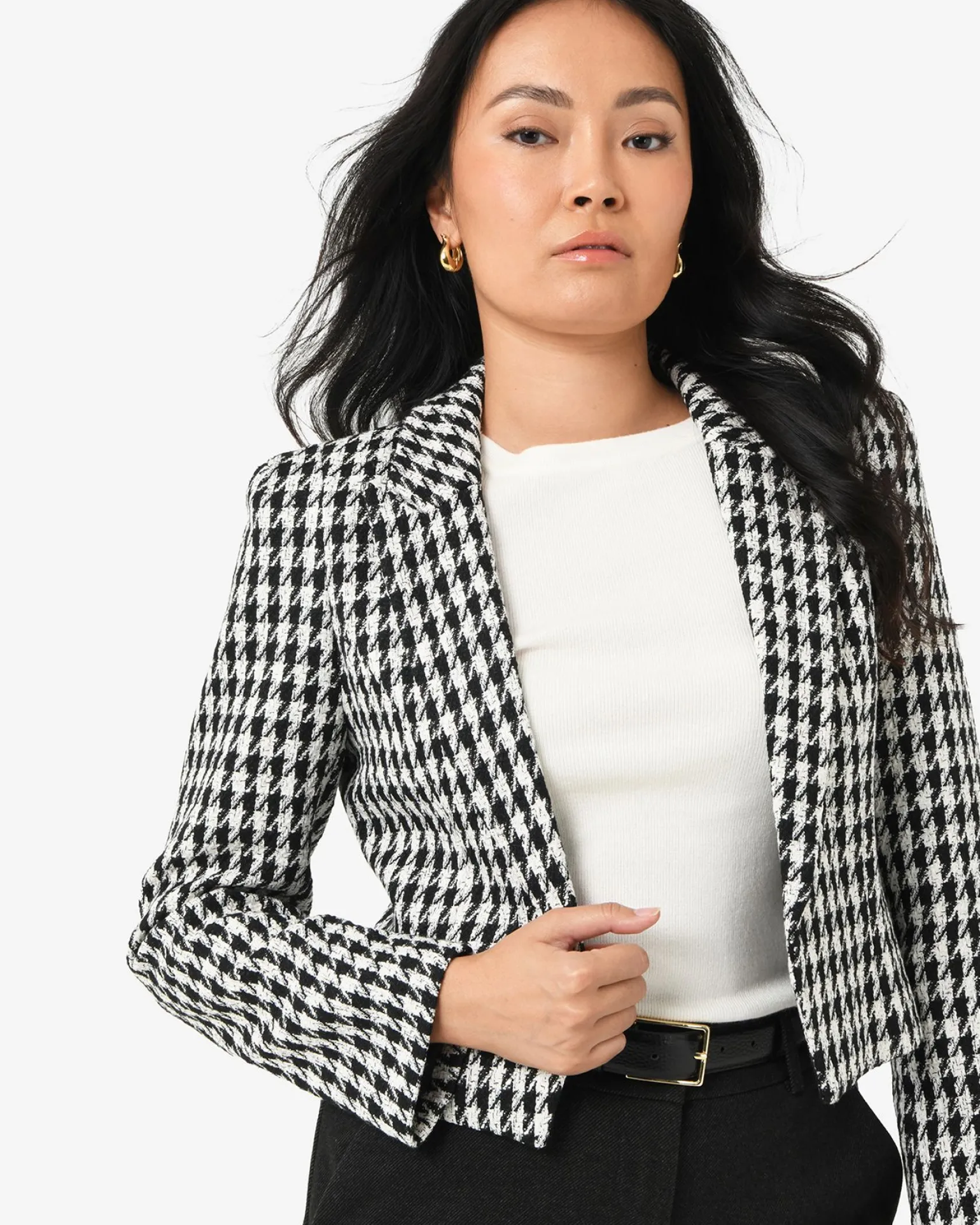 Bennet Houndstooth Crop Blazer