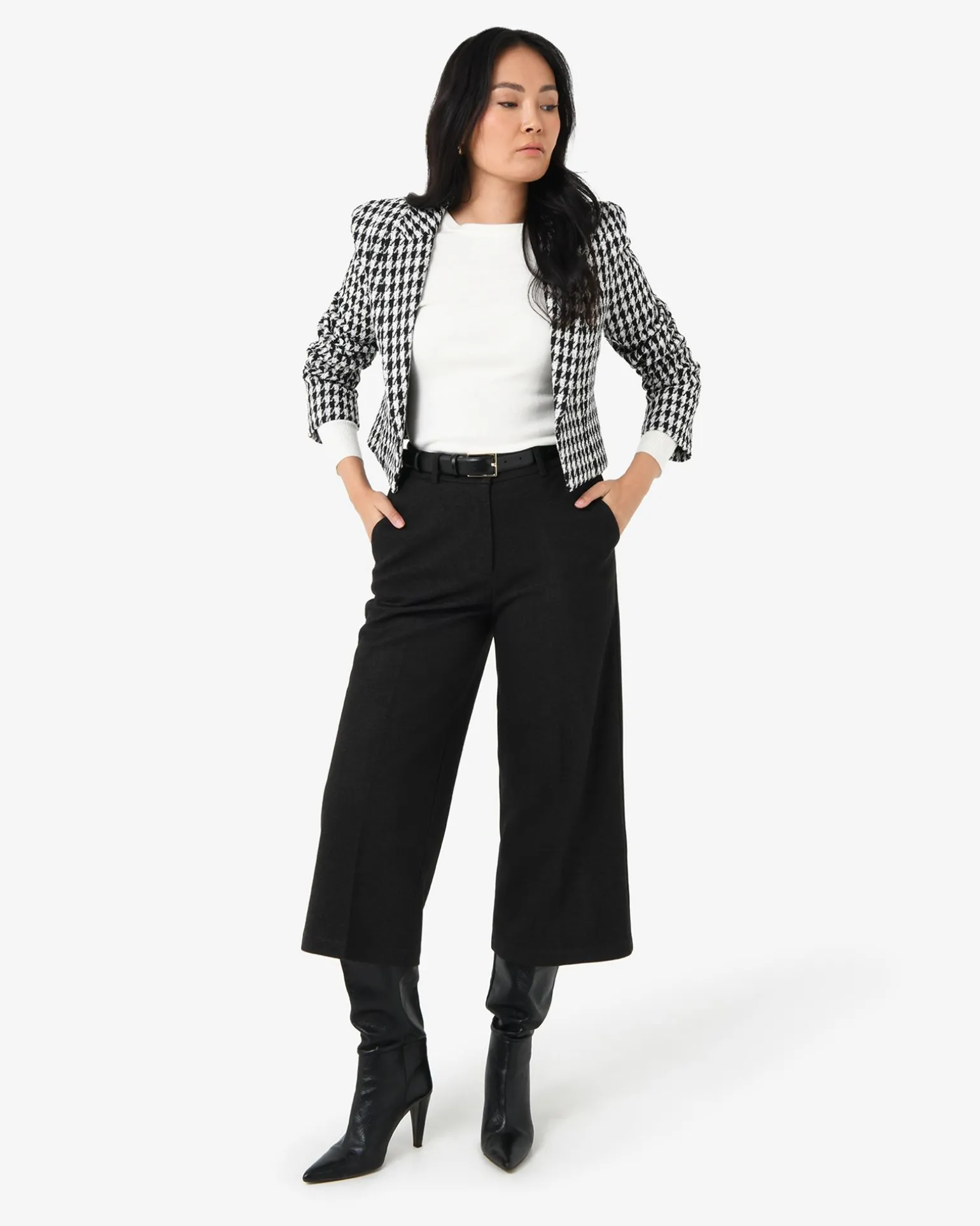 Bennet Houndstooth Crop Blazer