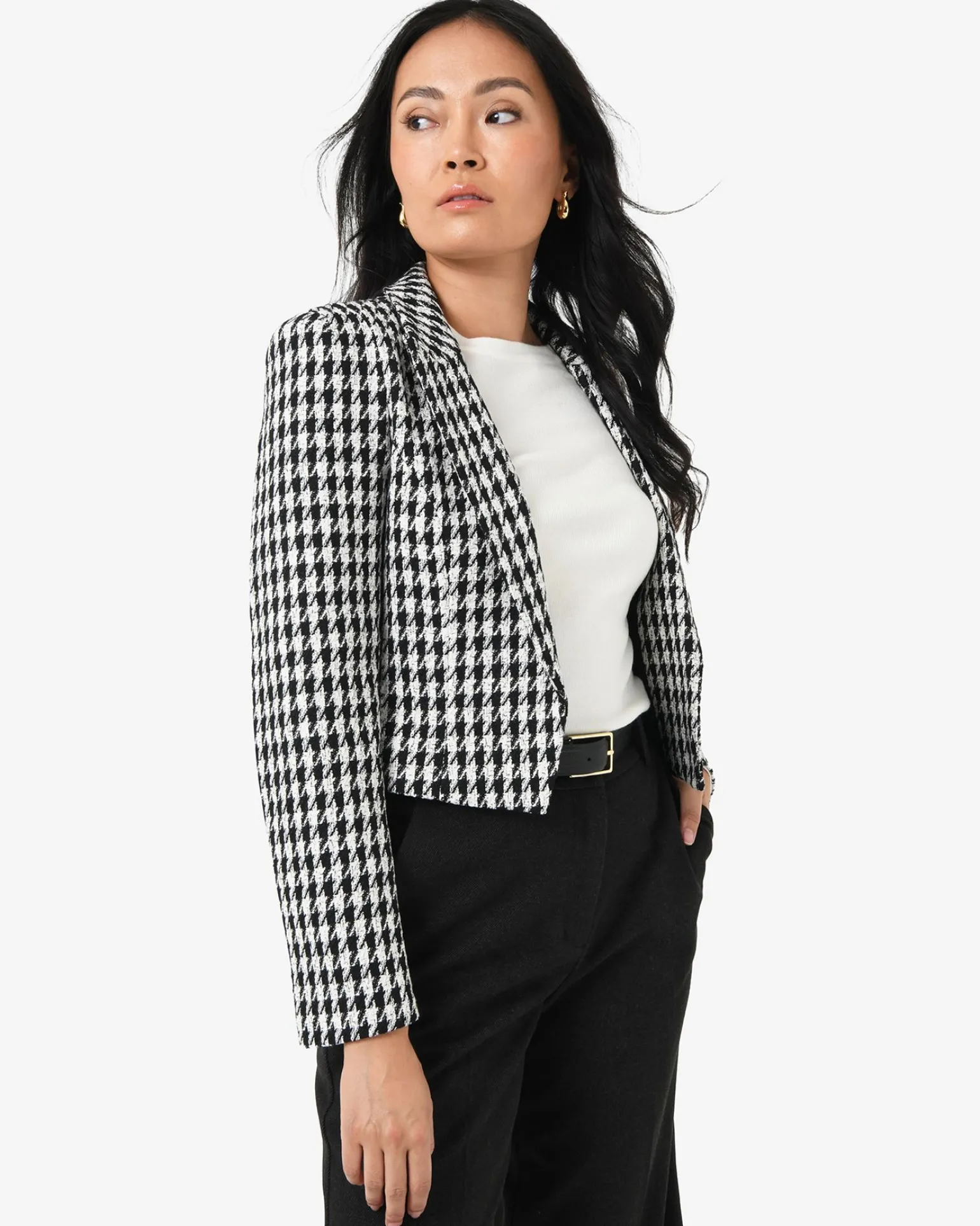 Bennet Houndstooth Crop Blazer