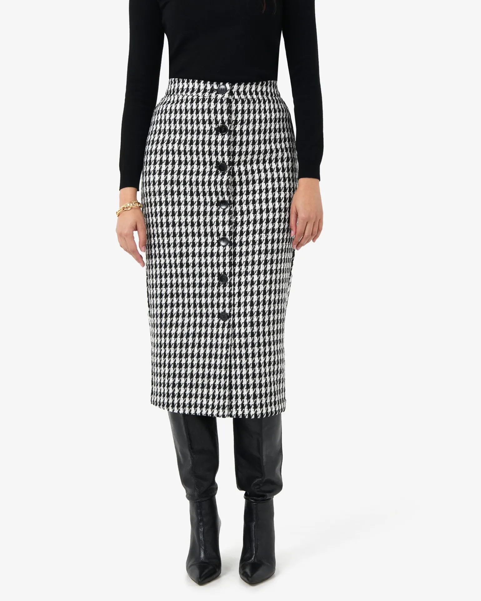 Bennet Houndstooth Midi Skirt
