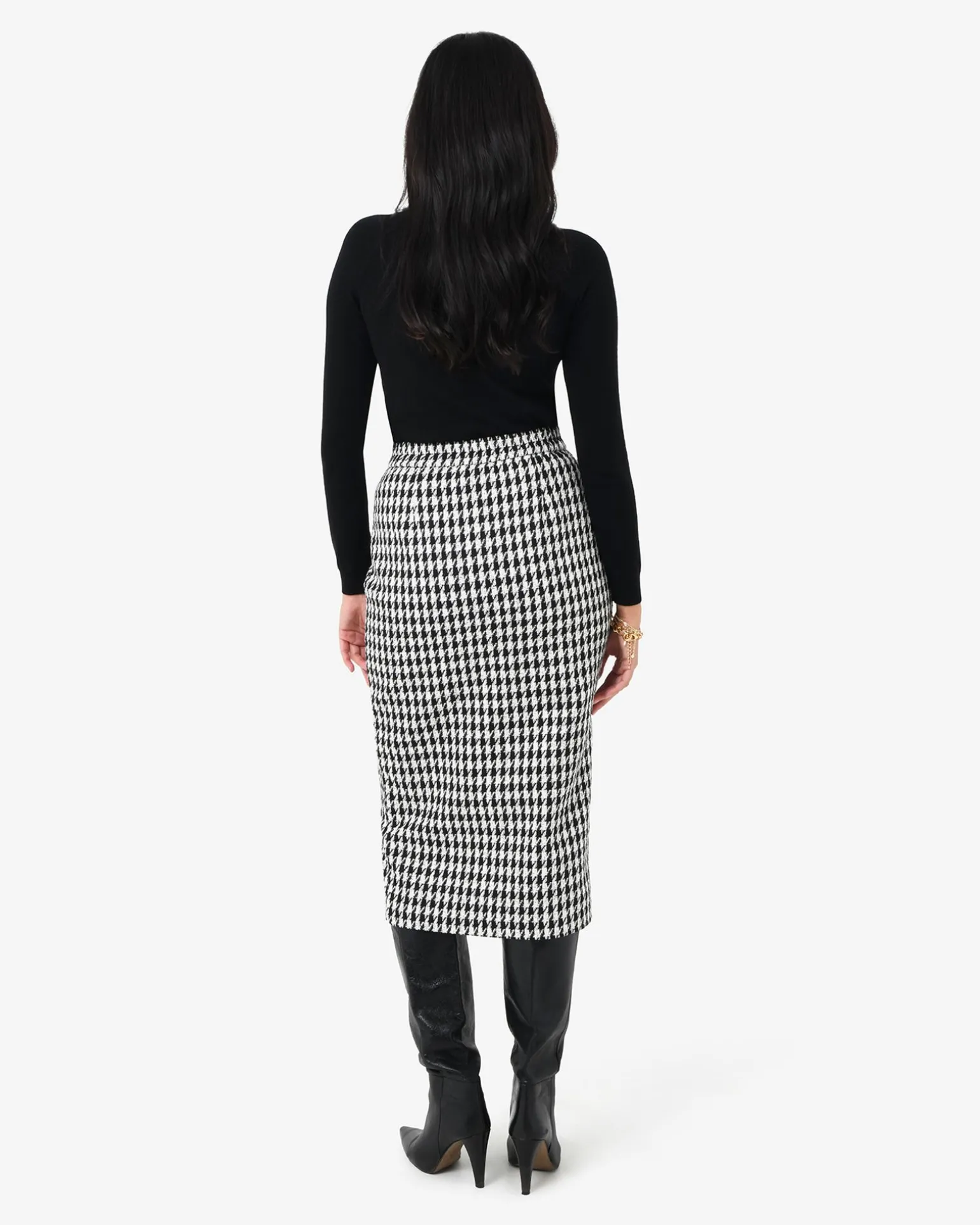 Bennet Houndstooth Midi Skirt