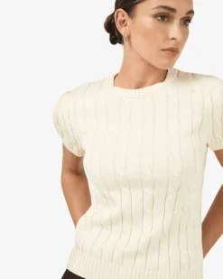 Berry Puff Sleeve Cable Knit