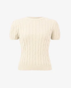 Berry Puff Sleeve Cable Knit
