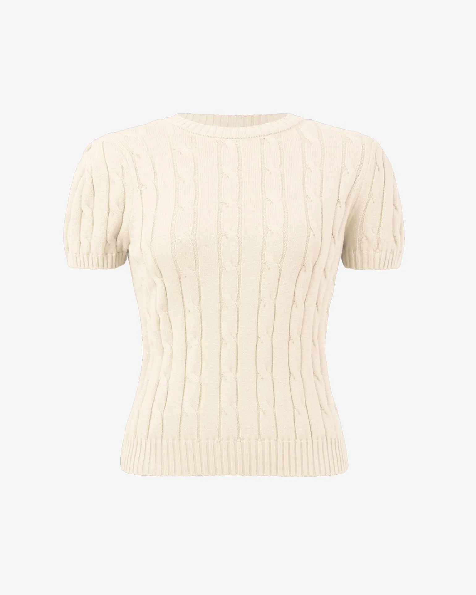 Berry Puff Sleeve Cable Knit