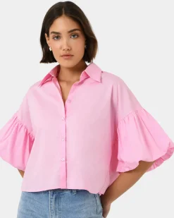 Cali Puff Sleeve Crop Shirt