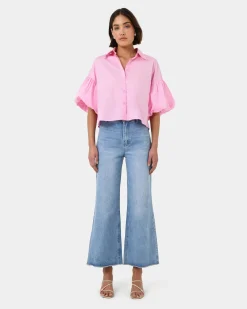 Cali Puff Sleeve Crop Shirt