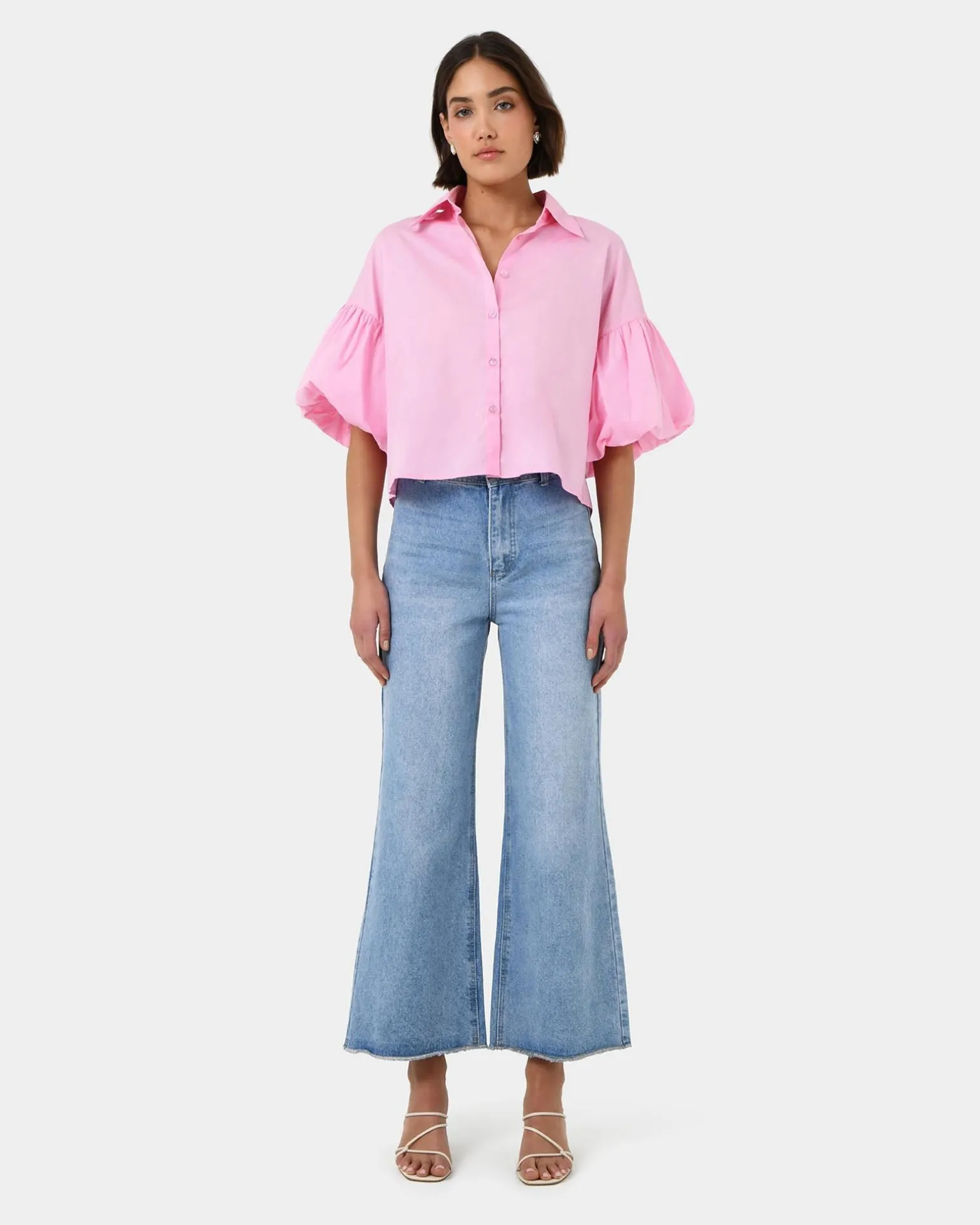 Cali Puff Sleeve Crop Shirt