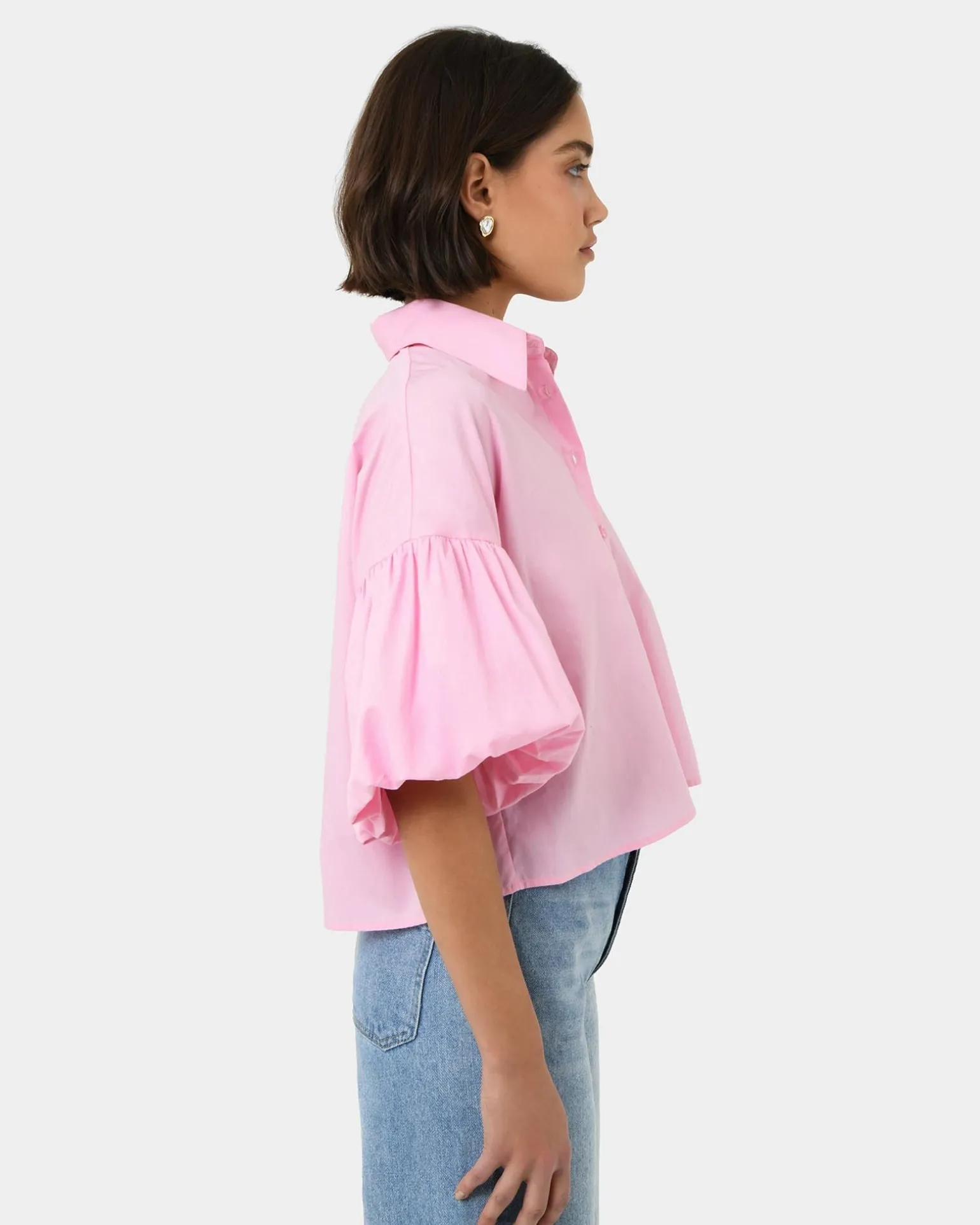 Cali Puff Sleeve Crop Shirt