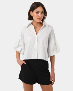 Cali Puff Sleeve Crop Shirt