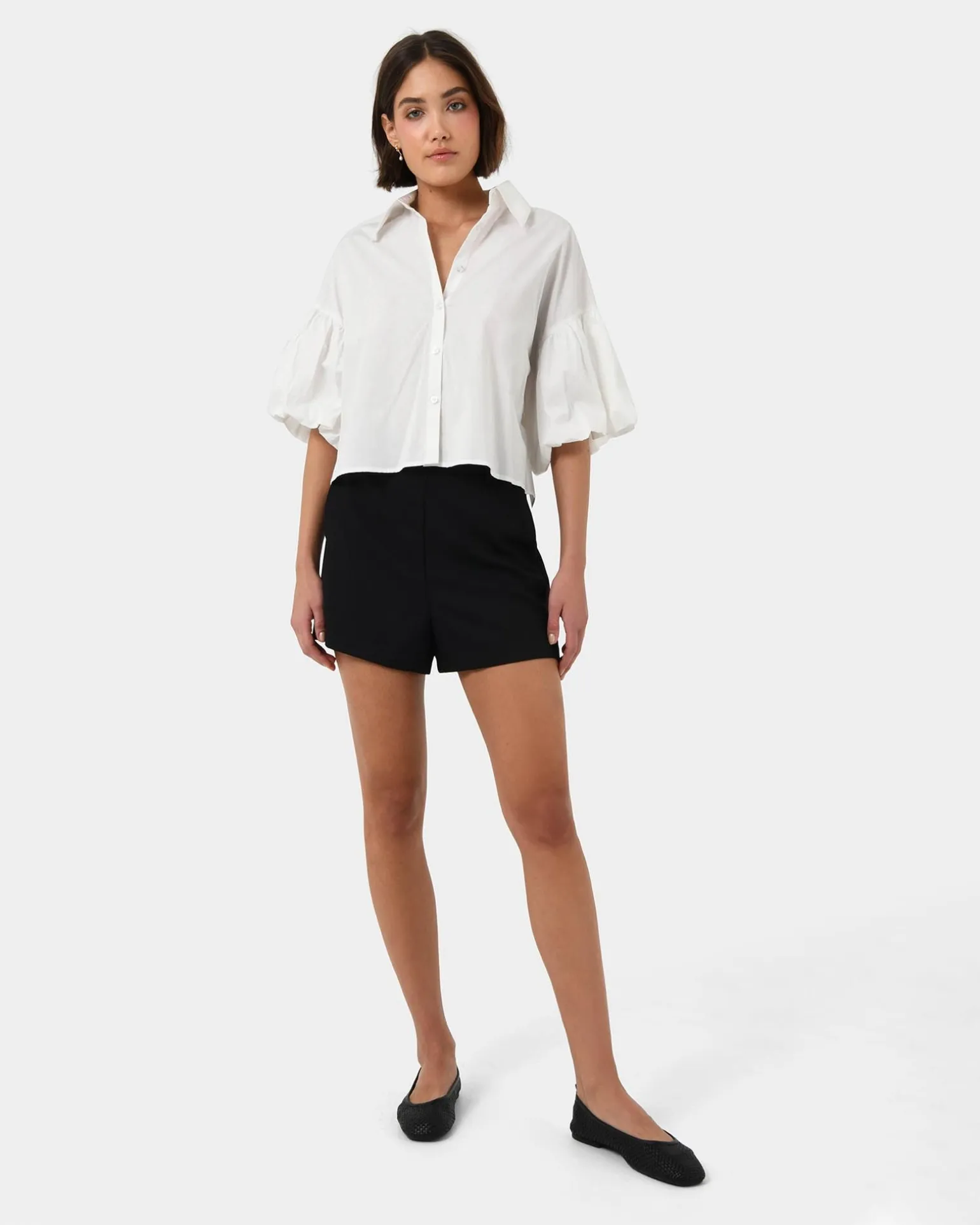 Cali Puff Sleeve Crop Shirt