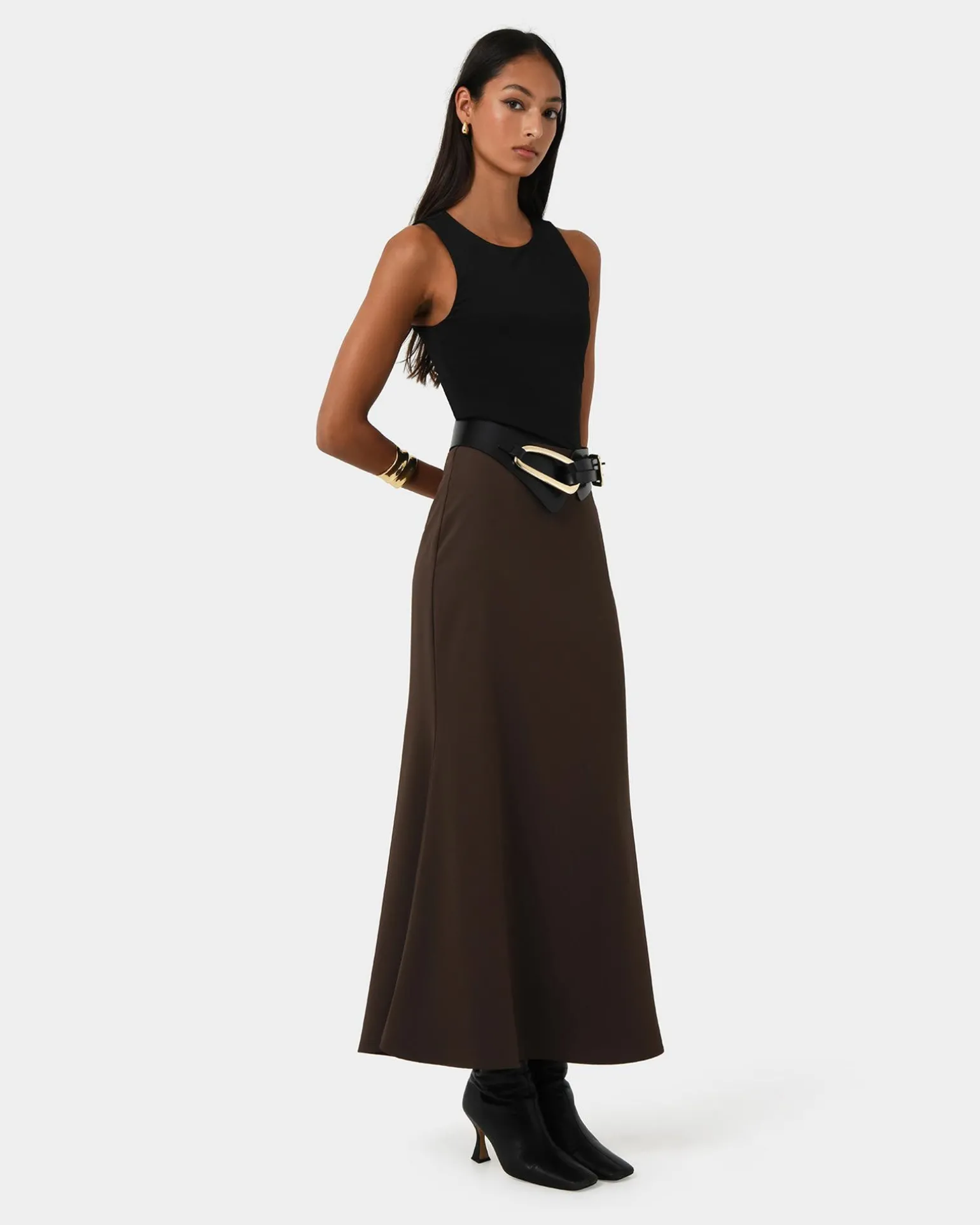 Caris Flared Maxi Skirt