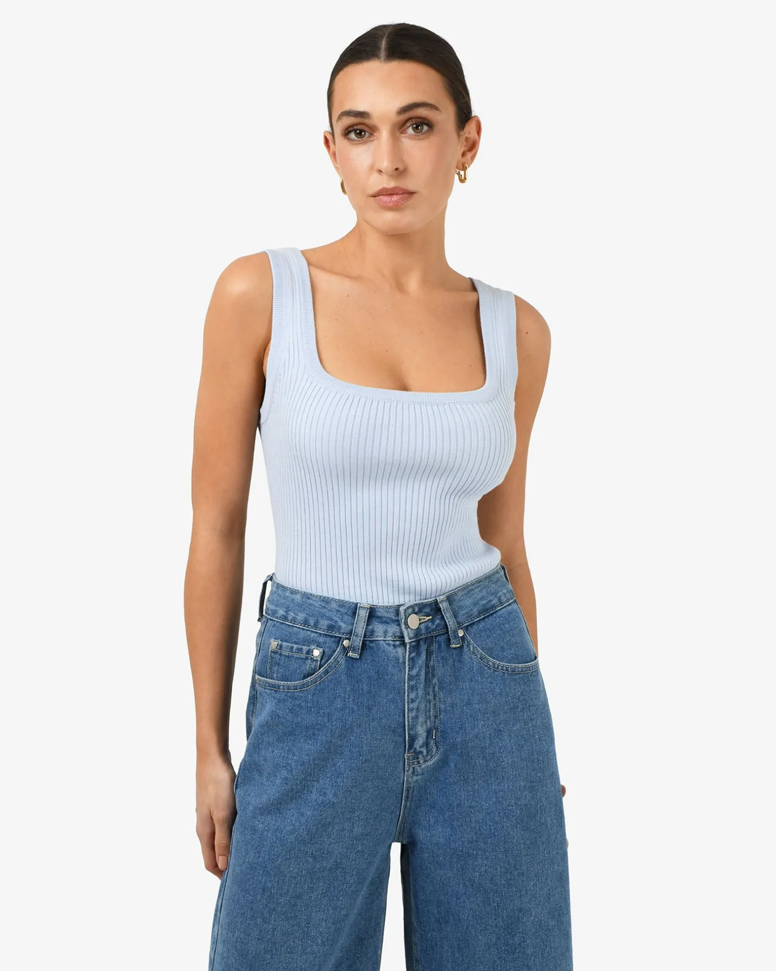 Ella Square Neck Rib Knit