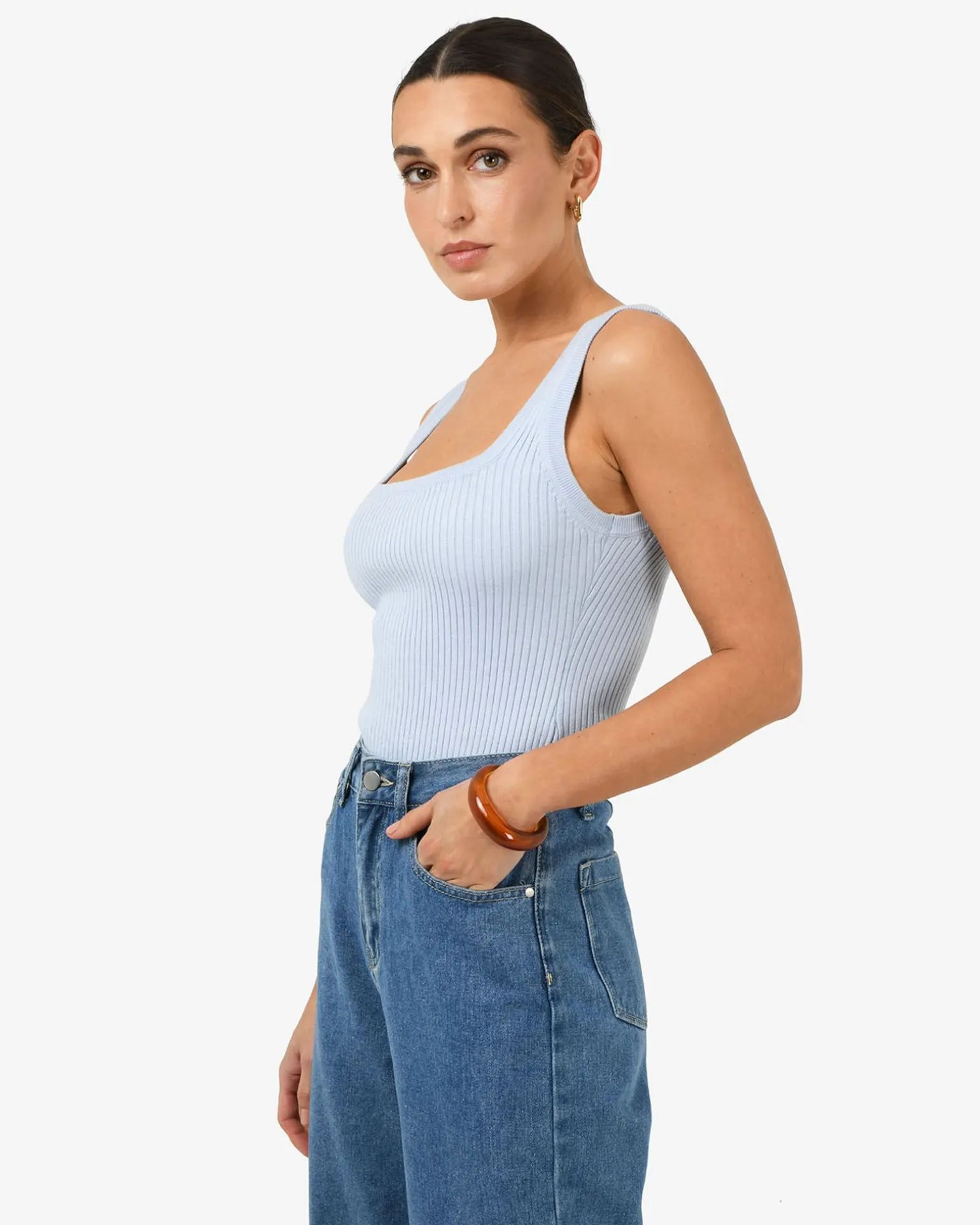 Ella Square Neck Rib Knit