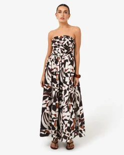 Hazel Printed Strapless Dress