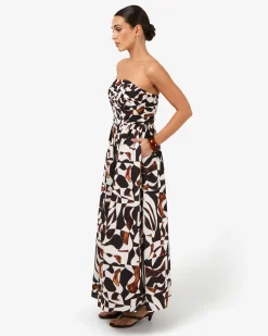 Hazel Printed Strapless Dress