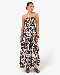 Hazel Printed Strapless Dress