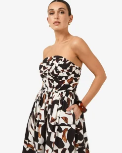 Hazel Printed Strapless Dress