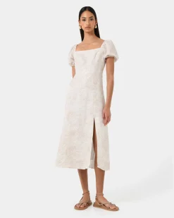 Hazy Linen Puff Sleeve Dress