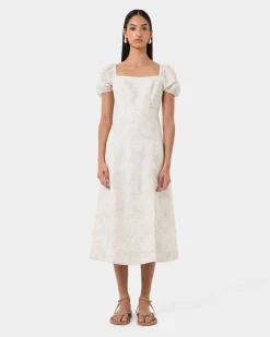 Hazy Linen Puff Sleeve Dress