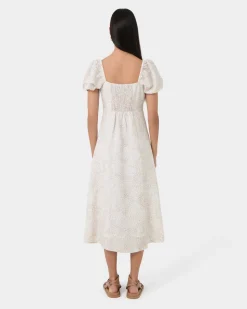 Hazy Linen Puff Sleeve Dress