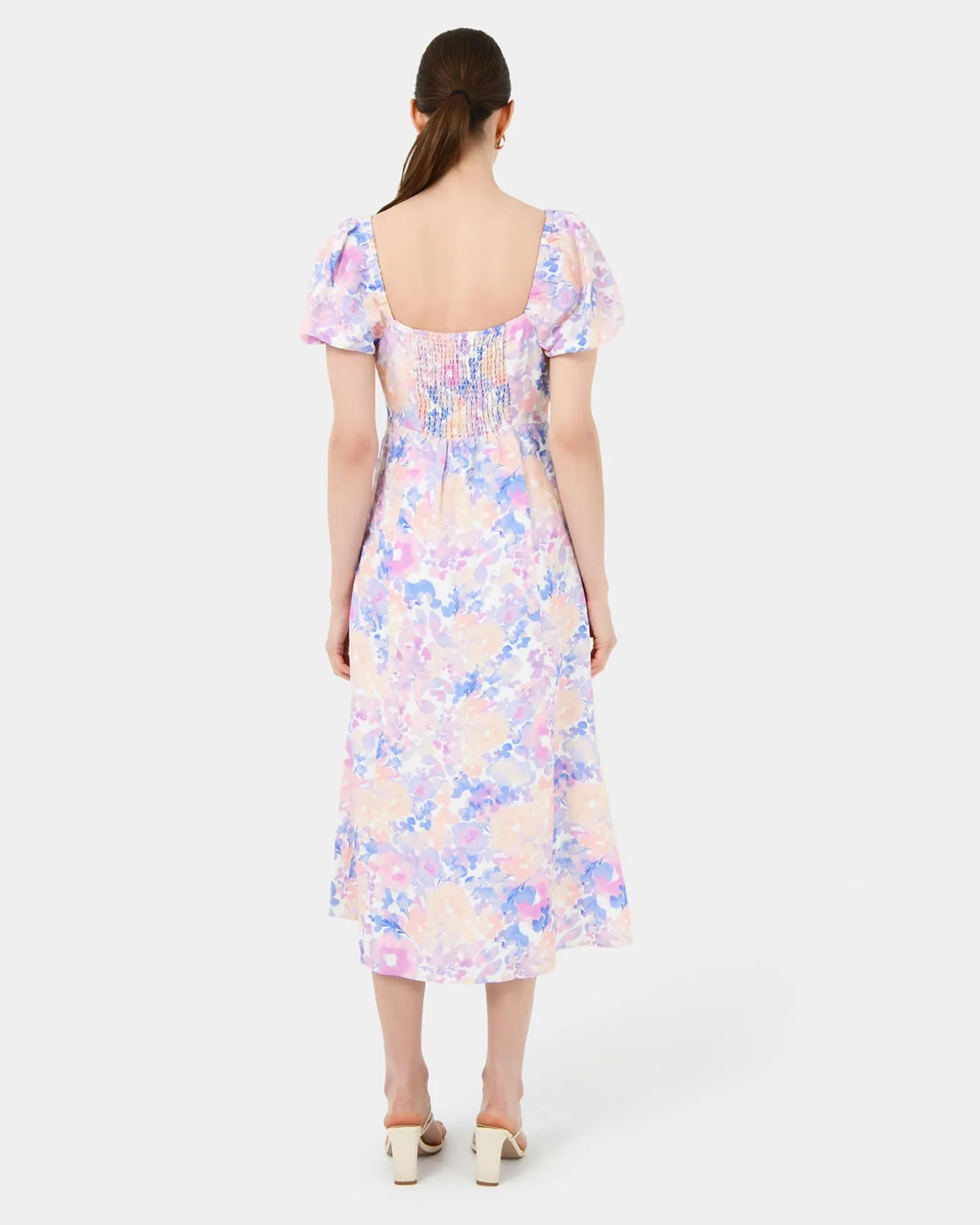 Hazy Linen Puff Sleeve Dress