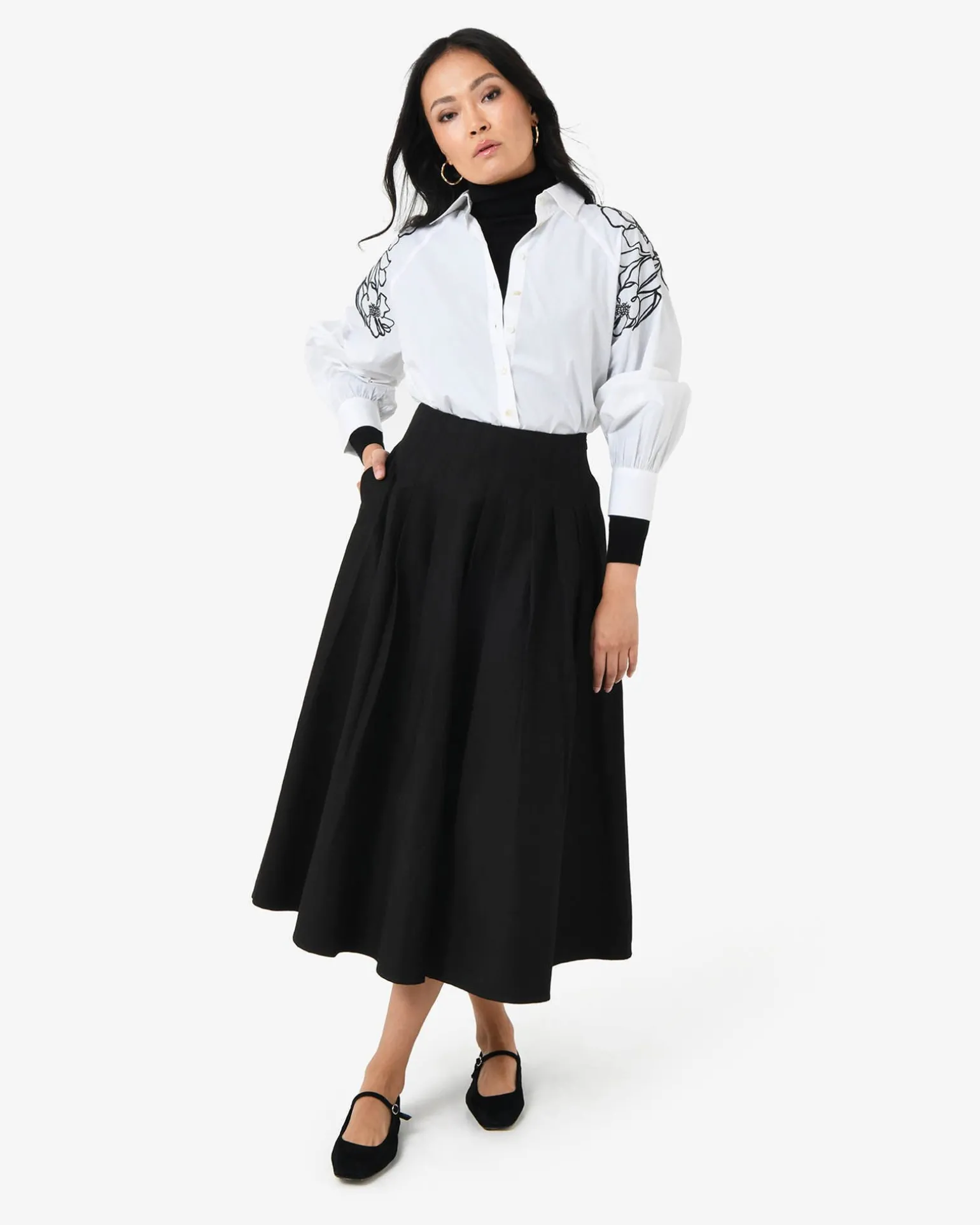 Heira Pleated Midi Skirt
