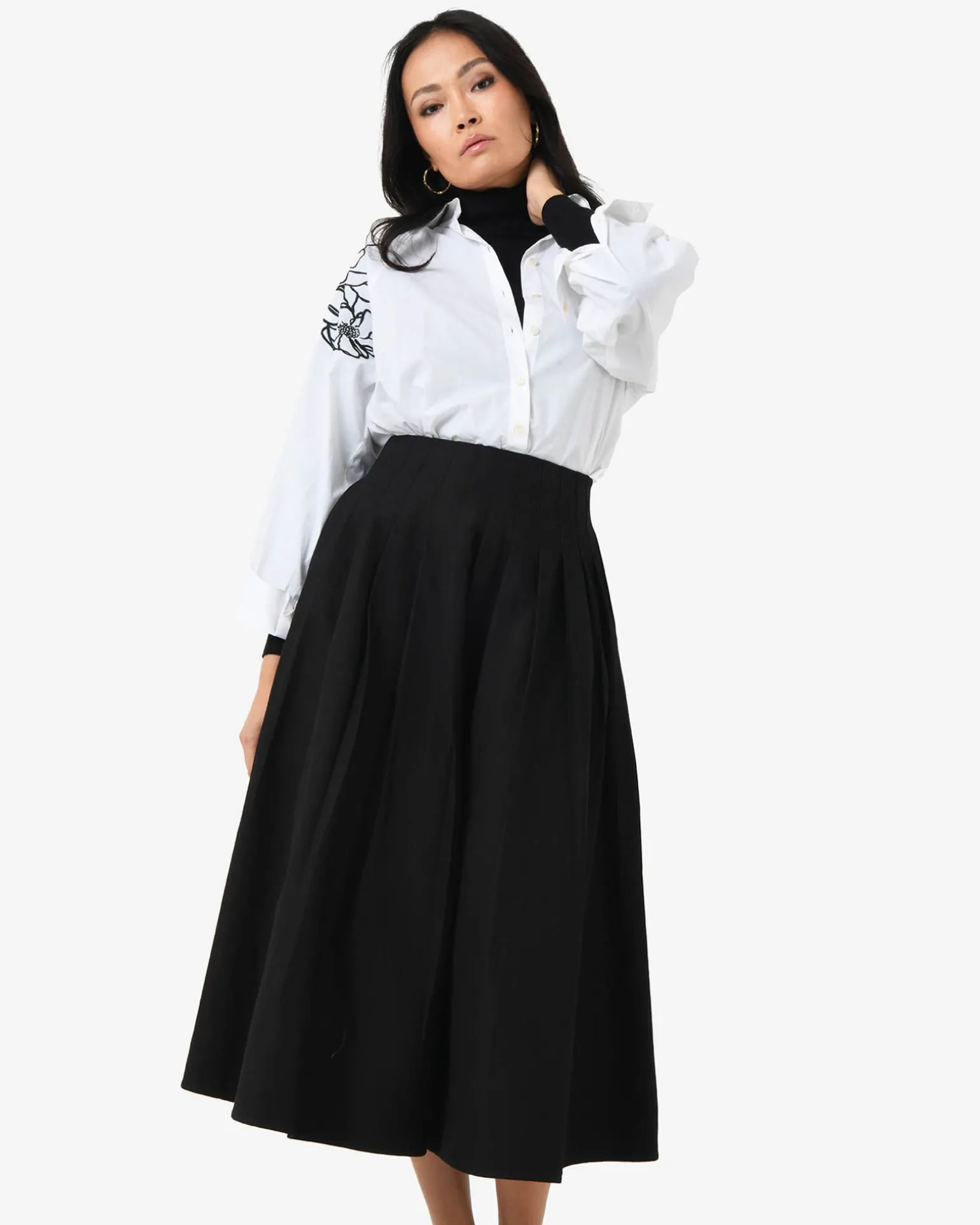 Heira Pleated Midi Skirt